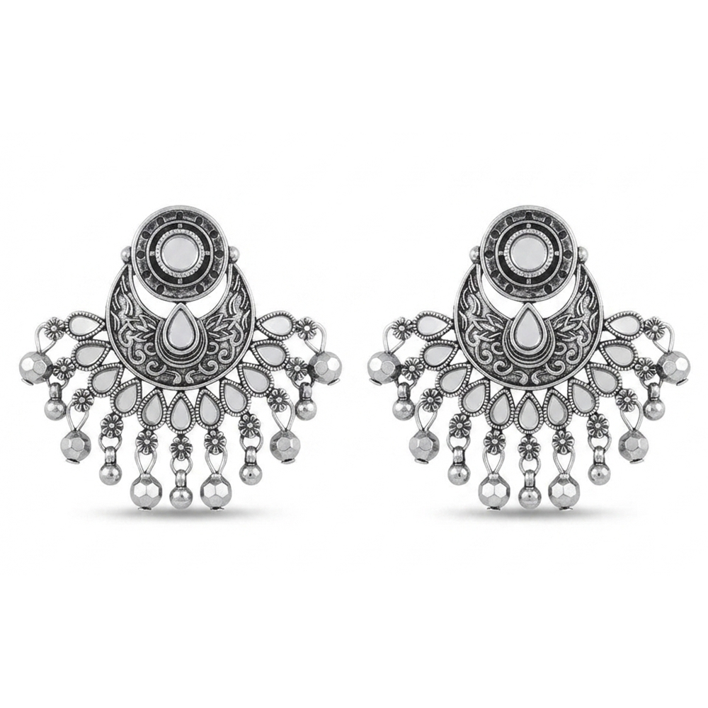 Urthn Fashion Oxidised with Mirror Dangler Earrings for Women(Pack of 3)