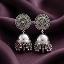 Urthn traditional oxidized silver jhumka earrings for Girls & Women