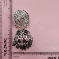 Urthn These oxidised silver jhumka earrings feature a floral stud for Women(Pack of 3)