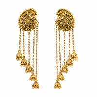 Urthn Traditional Gold Plated Austrian Stone Pearl Kashmiri  Jhumki Earrings for Women(Pack of 3)