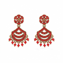 Urthn Designer Stone & Pearl Chandelier Earrings for Women(Pack of 3)