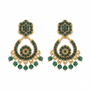 Urthn Designer Stone & Pearl Chandelier Earrings for Women(Pack of 3)