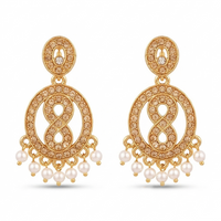 Urthn Designer Stone & Pearl Chandelier Earrings for Women(Pack of 3)