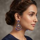 Urthn Designer Stone & Pearl Chandelier Earrings for Women(Pack of 3)