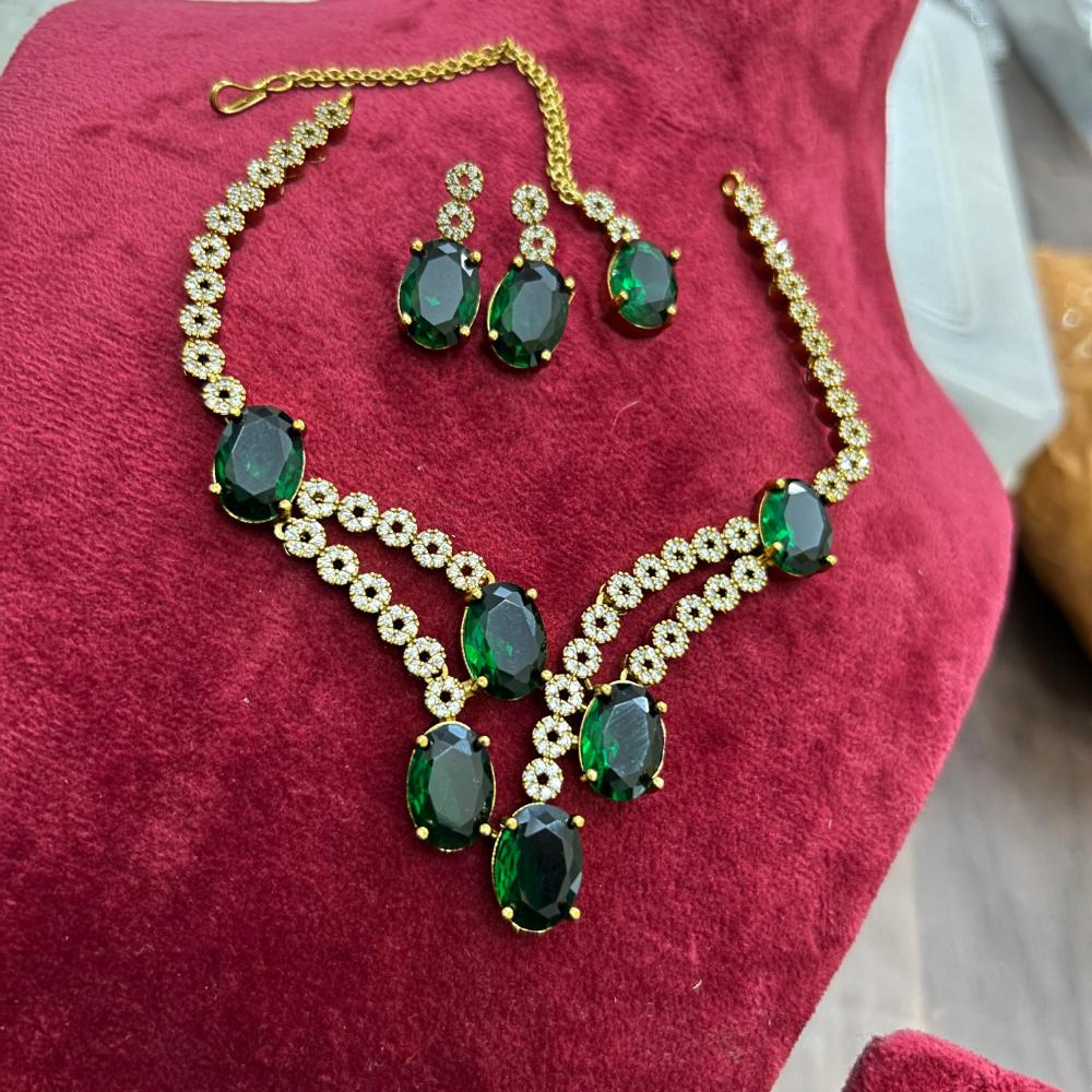 Sona Covering Glowing Gold Plated American Diamond Necklace Set