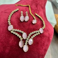 Sona Covering Glowing Gold Plated American Diamond Necklace Set