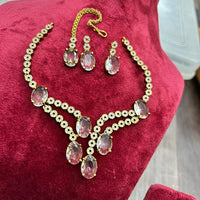 Sona Covering Glowing Gold Plated American Diamond Necklace Set