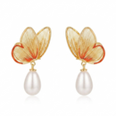 Urthn Beautiful Butterfly Shape Pearl Drop Earrings for Women Classic Ethnic & Party Wear(Pack Of 3)