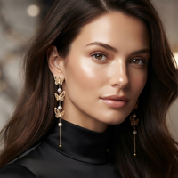 Urthn Trendy Long Tassel Earrings with Butterfly  Drop for Women (Pack Of 3)