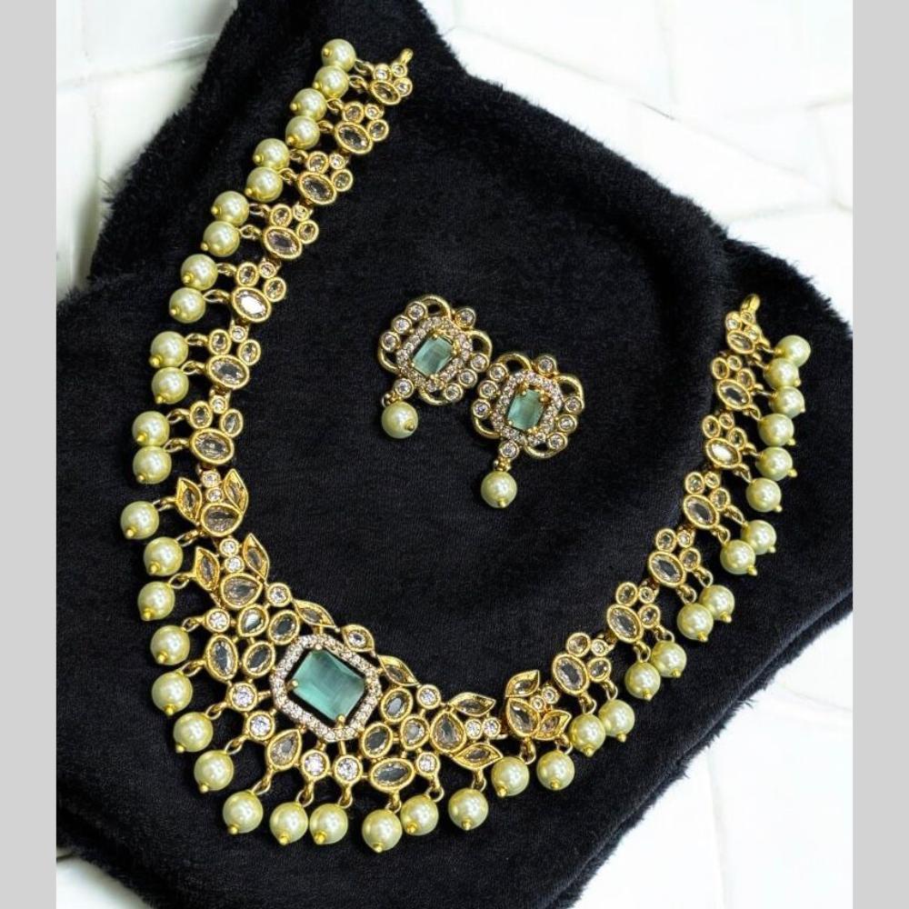 Sona Covering Gold Plated American Diamond Necklace Set
