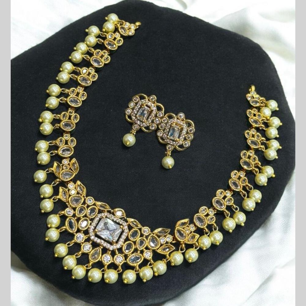 Sona Covering Gold Plated American Diamond Necklace Set