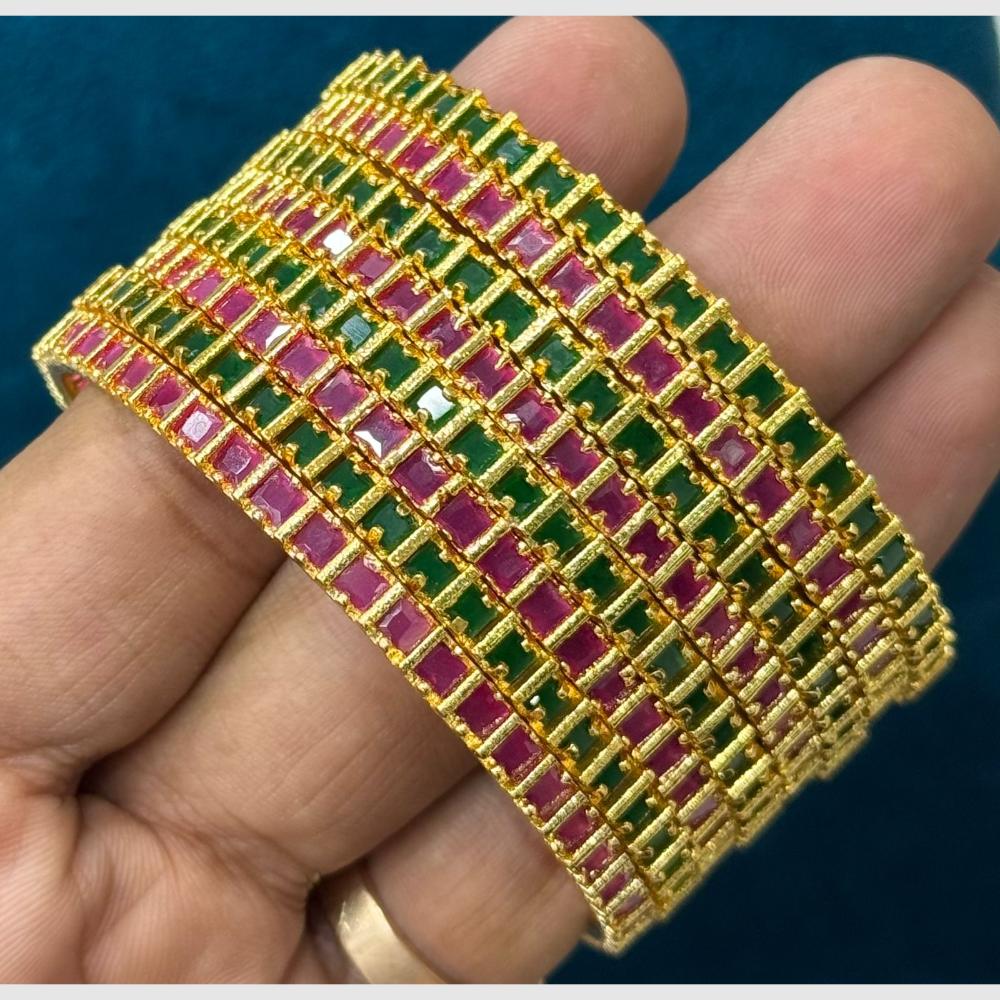 Sona Covering Gold Plated Crystal Stone Bangles Set