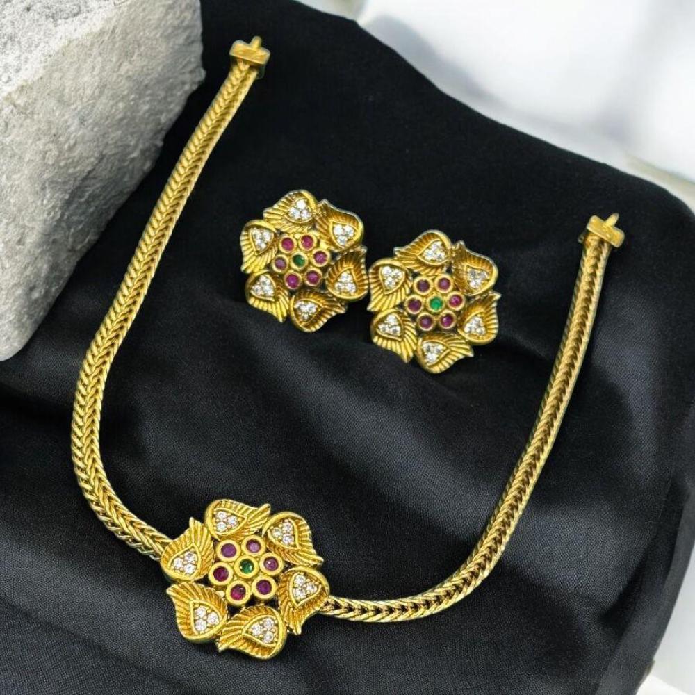 Sona Covering Charming Gold Plated Austrian Stone Necklace Set