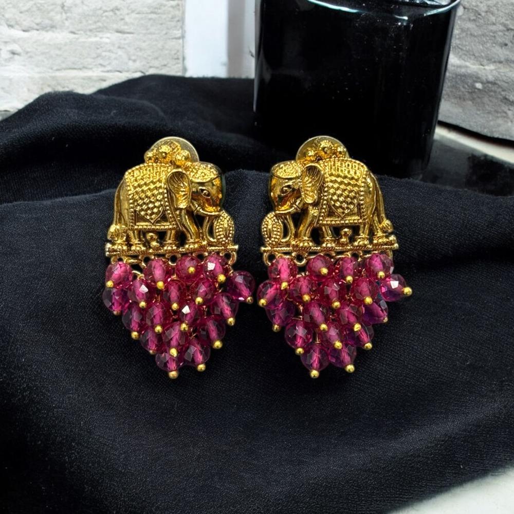 Sona Covering Gold Plated Beads Dangler Earrings
