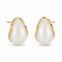 Urthn Premium White Marble Rasin TearDrop Stud Earrings for Women (Pack Of 3)