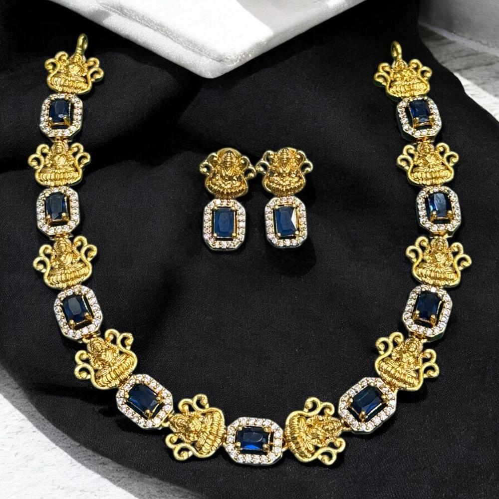 Sona Covering Gold Plated Austrian Stone Temple Necklace Set