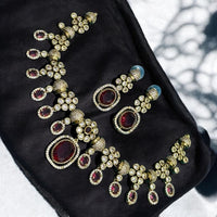 Sona Covering Gold Plated Austrian Stone Necklace Set