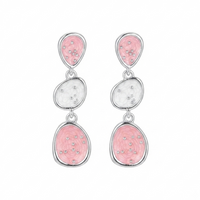 Urthn Beautiful Silver Plated Rasin Stone Long Dangler Earrings for Women Trendy Ethnic Jewellery(Pack Of 3)