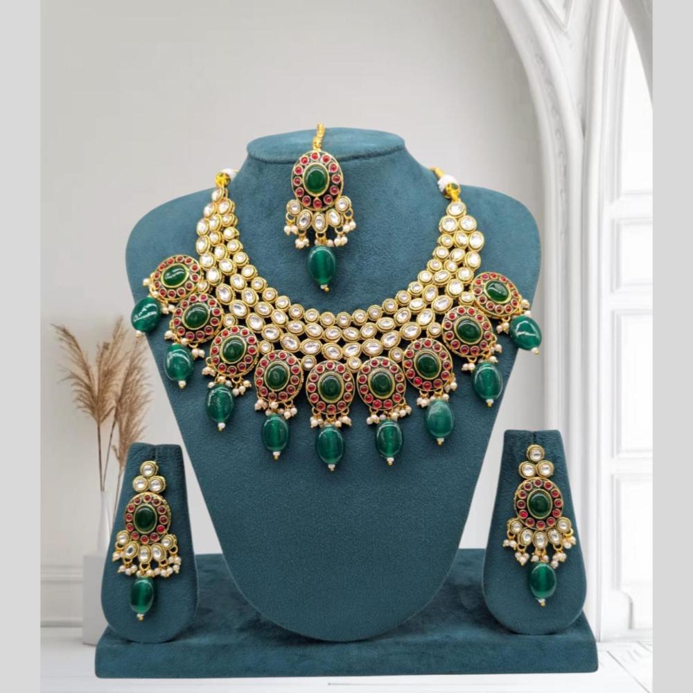 Sona Covering Gold Plated Kundan Stone And Pearl Necklace Set
