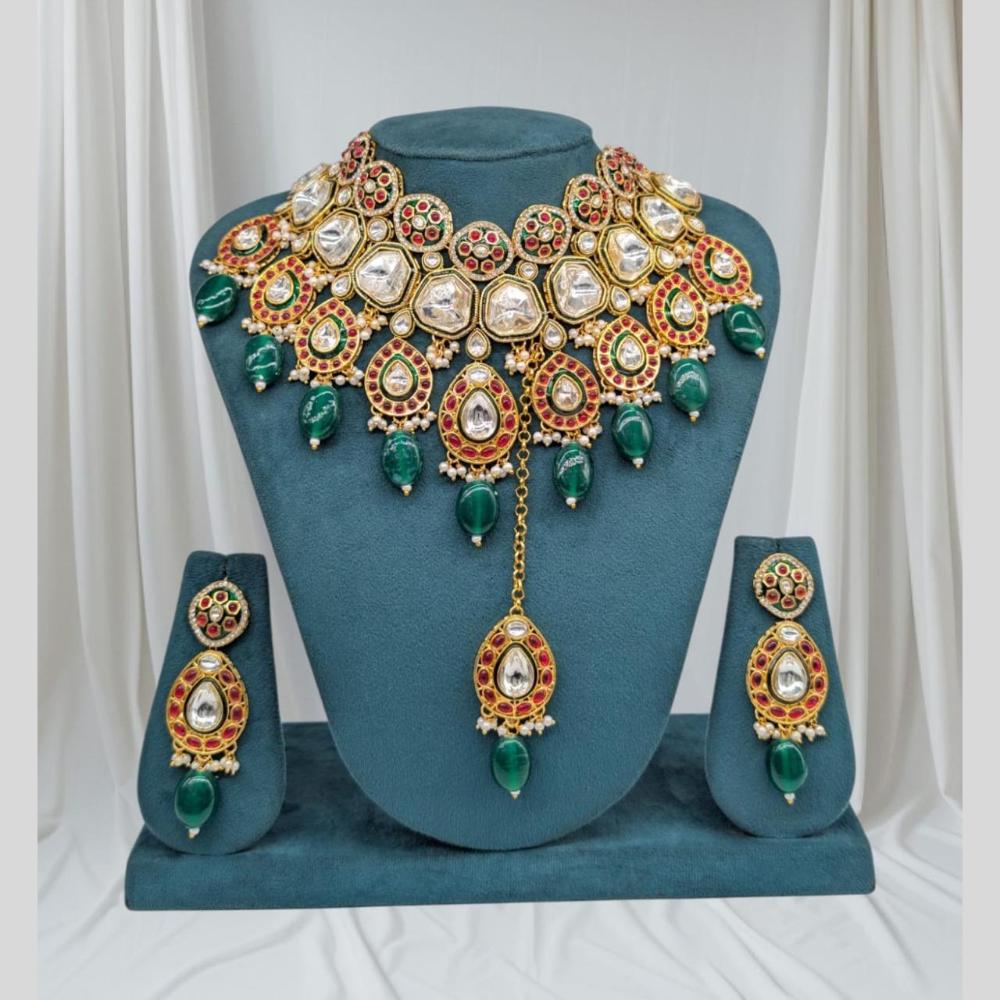 Sona Covering Gold Plated Kundan Stone And Pearl Necklace Set