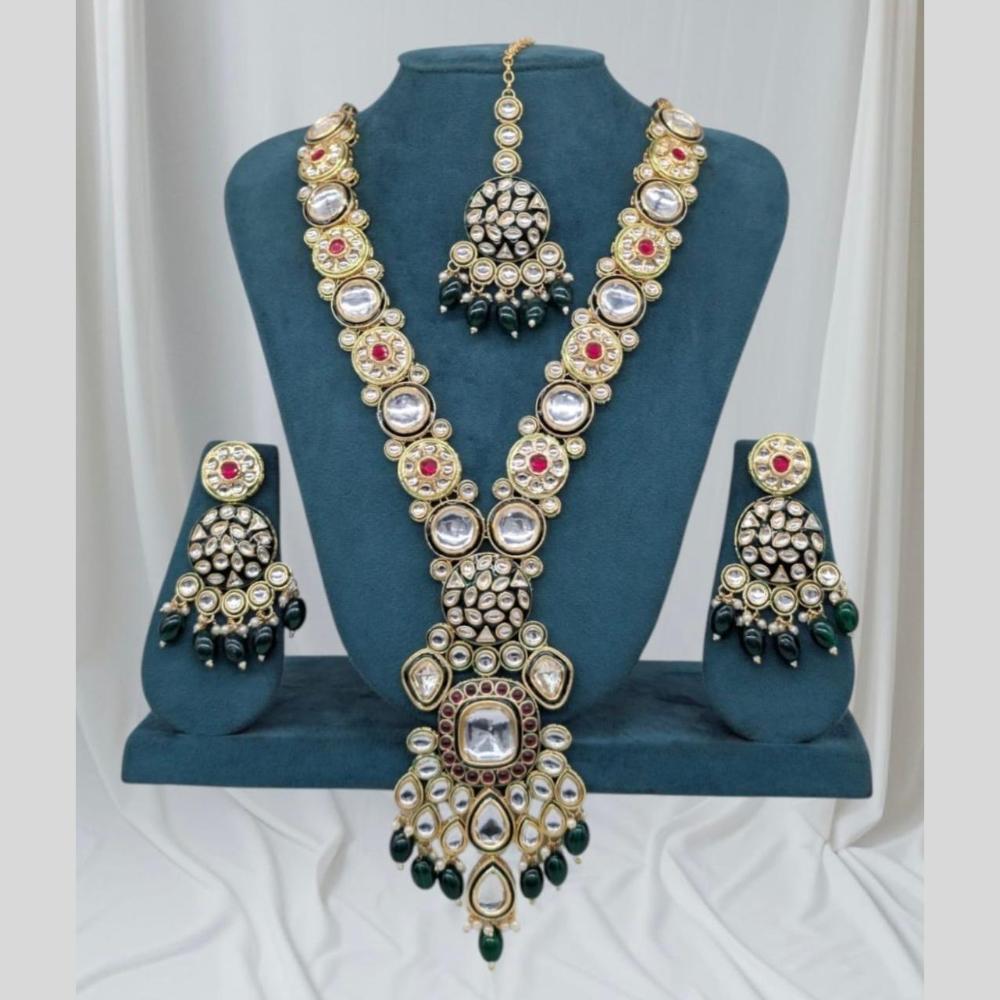 Sona Covering Gold Plated Kundan Stone And Pearl Long Necklace Set