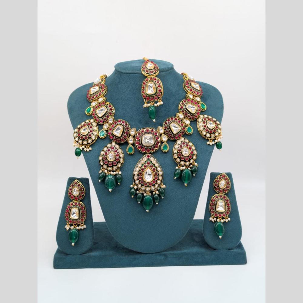 Sona Covering Gold Plated Kundan Stone And Pearl Necklace Set