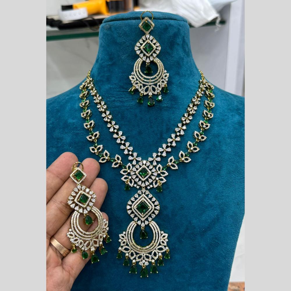Sona Covering Gold Plated American Diamond Long Necklace Set