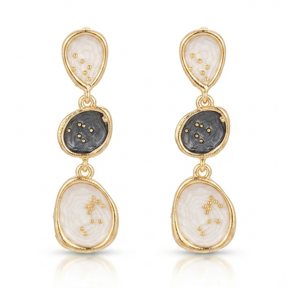 Urthn Beautiful Gold Plated Rasin Stone Long Dangler Earrings for Women Trendy Ethnic Jewellery(Pack Of 3)