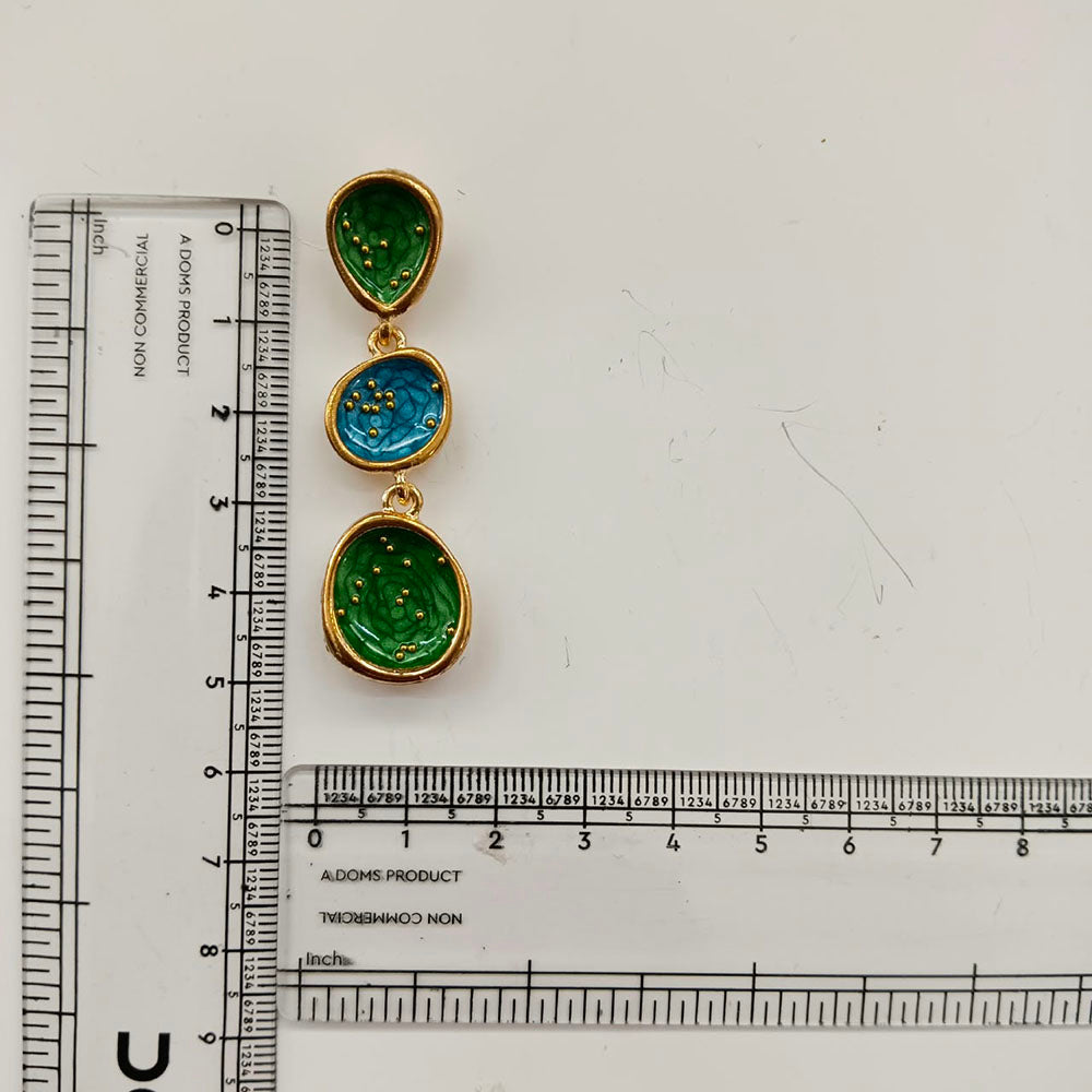 Urthn Beautiful Gold Plated Rasin Stone Long Dangler Earrings for Women Trendy Ethnic Jewellery(Pack Of 3)