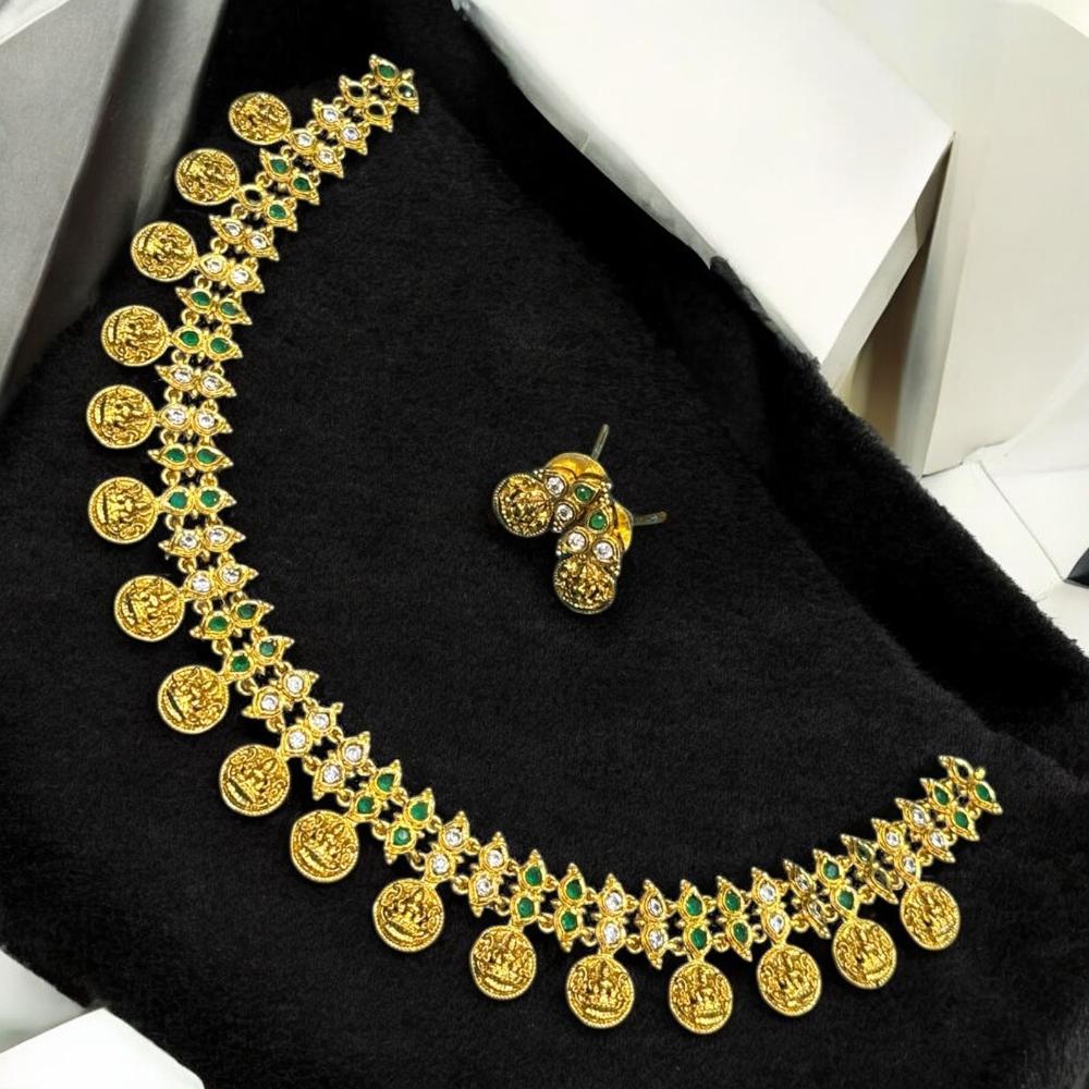 Sona Covering Gold Plated Pota Stone And Austrian Temple Necklace Set
