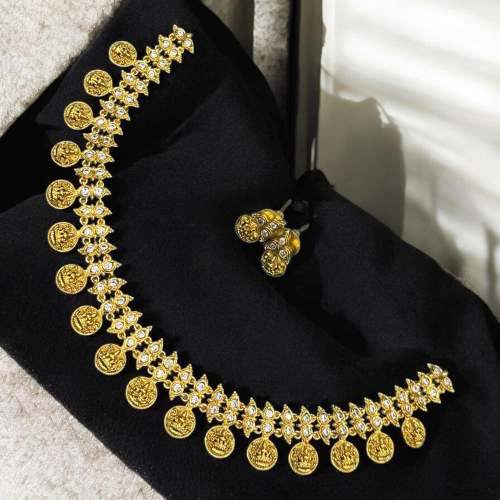 Sona Covering Gold Plated Pota Stone And Austrian Temple Necklace Set