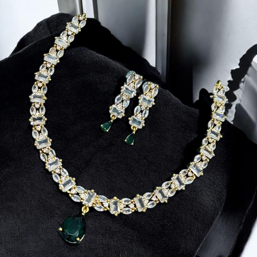 Sona Covering Gold Plated American Diamond Necklace Set