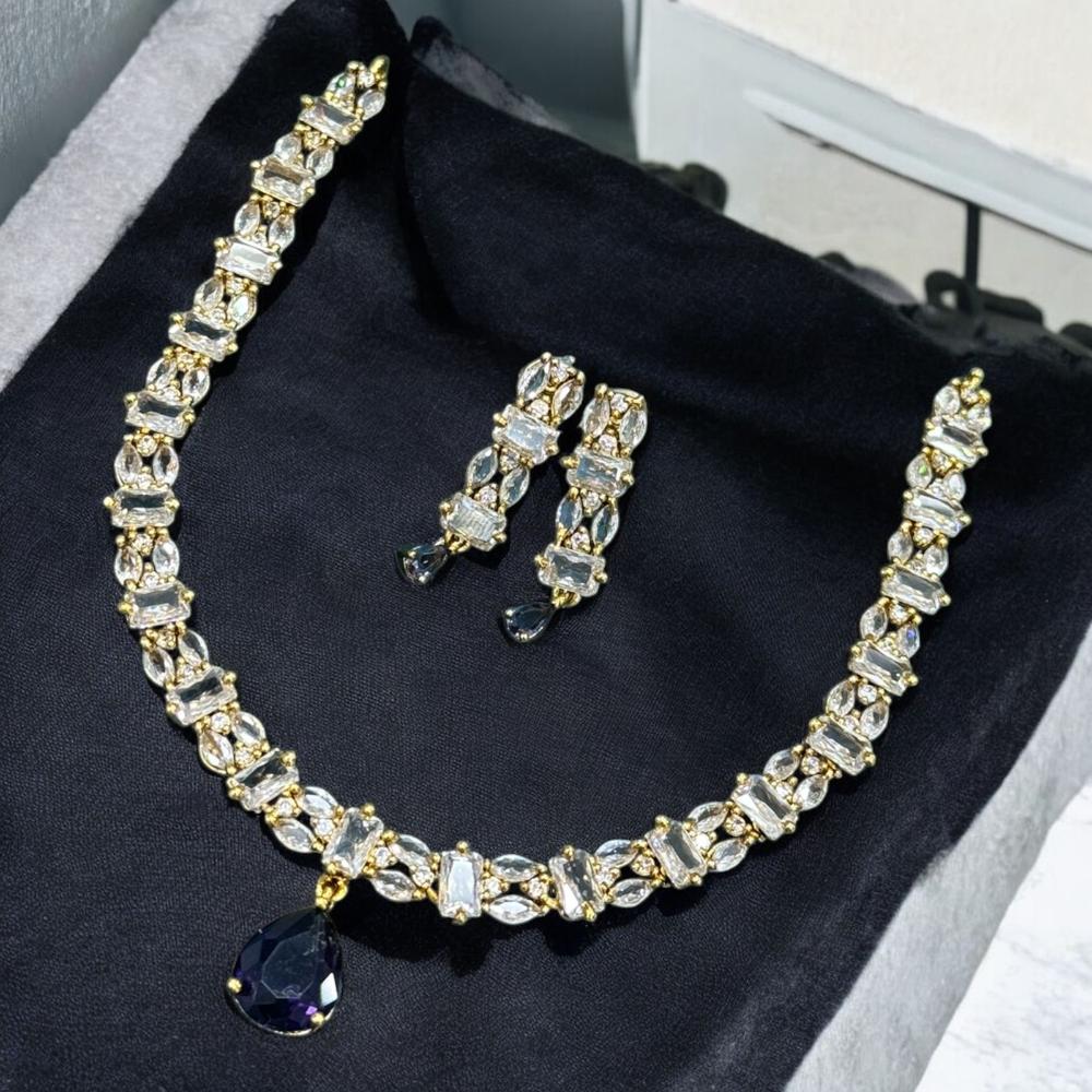 Sona Covering Gold Plated American Diamond Necklace Set