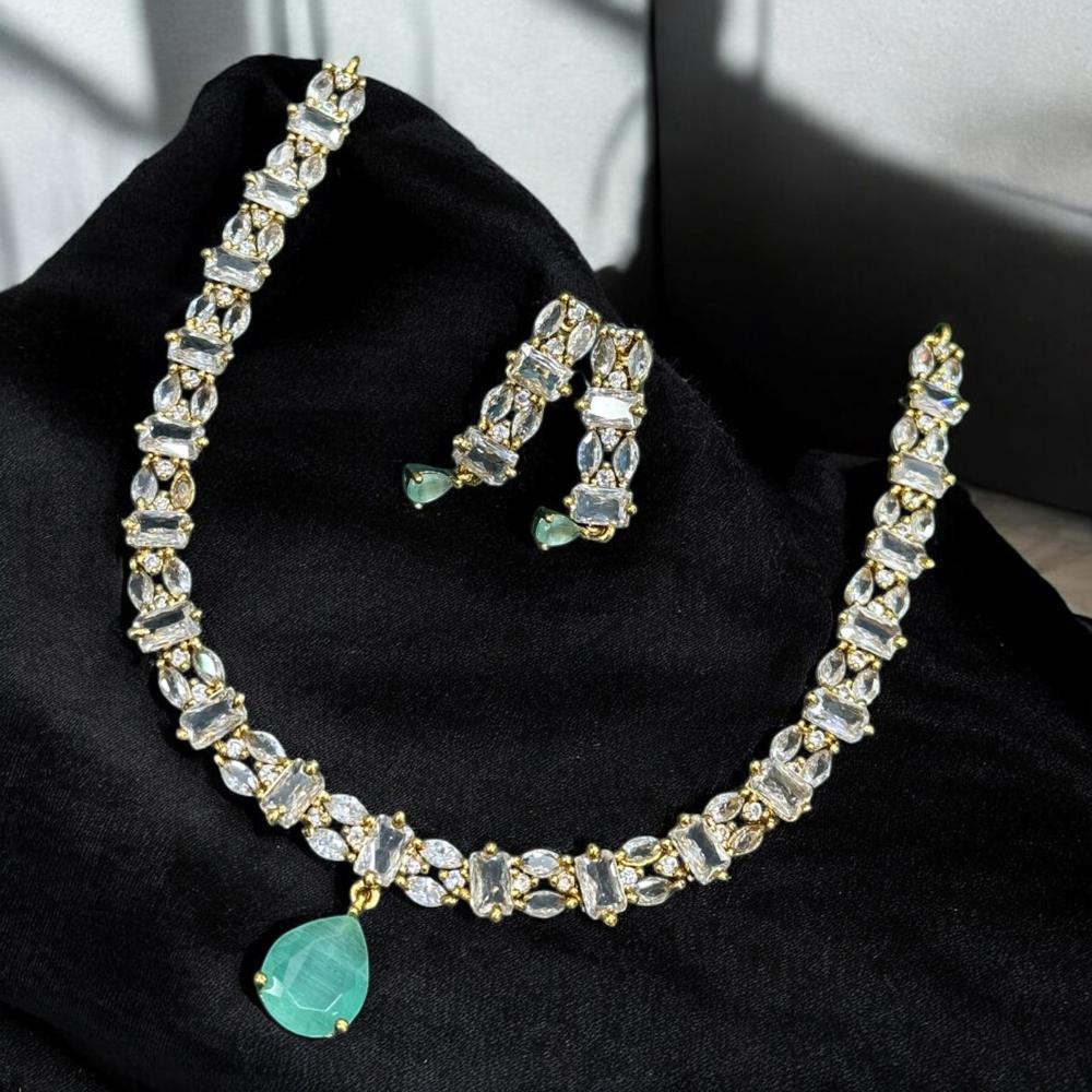 Sona Covering Gold Plated American Diamond Necklace Set