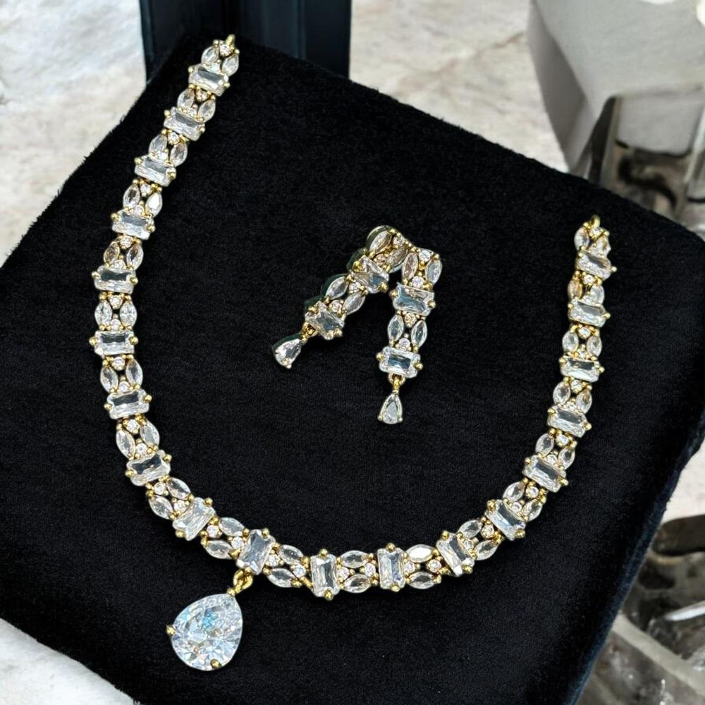 Sona Covering Gold Plated American Diamond Necklace Set