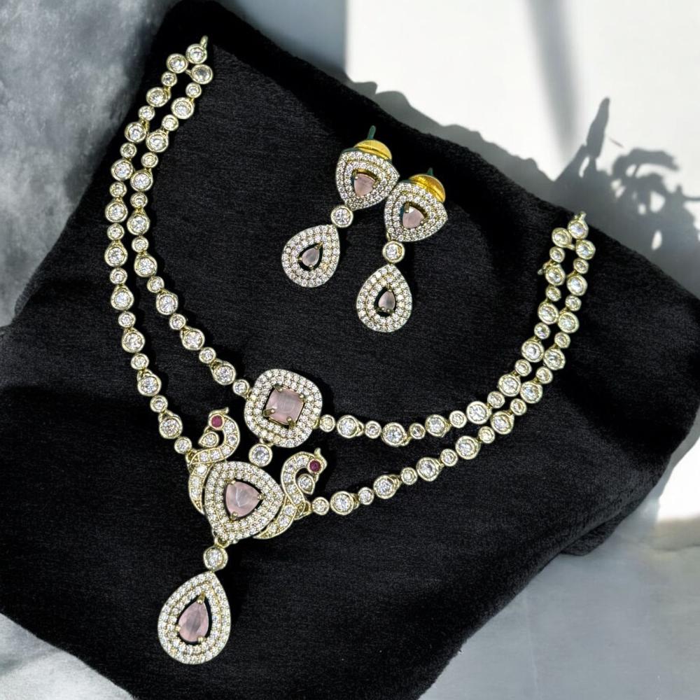Sona Covering Gold Plated American Diamond And Austrian Stone Necklace Set