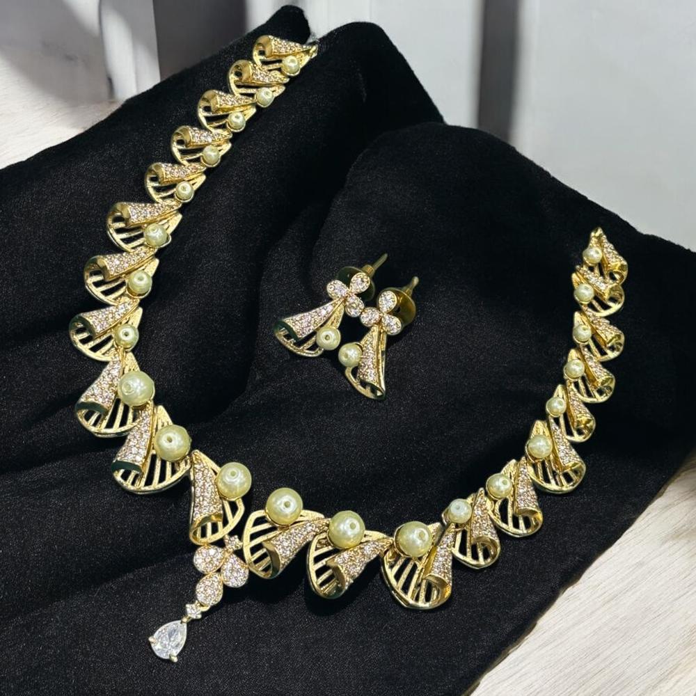 Sona Covering Gold Plated American Diamond And Austrian Stone Necklace Set