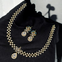 Sona Covering Gold Plated American Daimonds Necklace Set