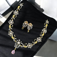 Sona Covering Gold Plated American Daimonds Necklace Set