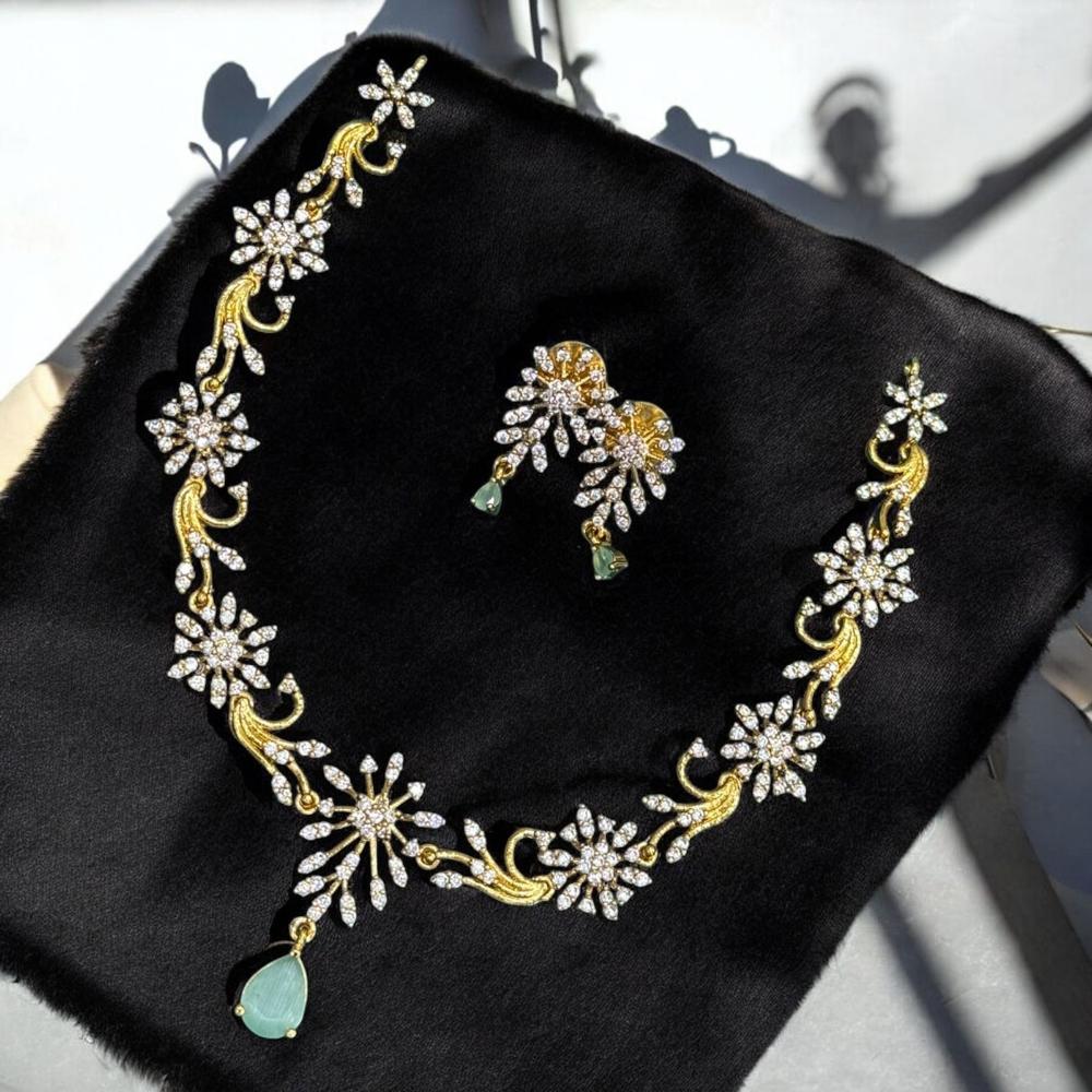 Sona Covering Gold Plated American Daimonds Necklace Set