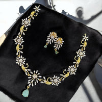 Sona Covering Gold Plated American Daimonds Necklace Set