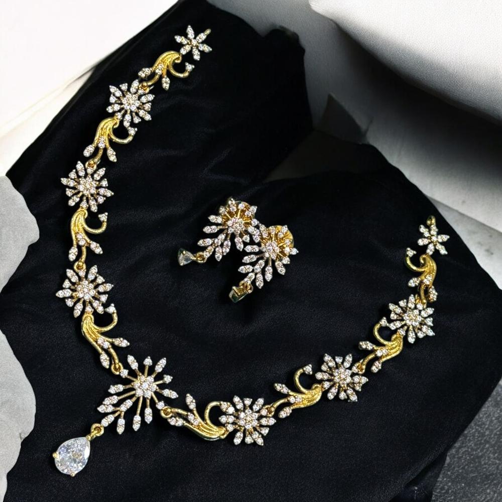 Sona Covering Gold Plated American Daimonds Necklace Set