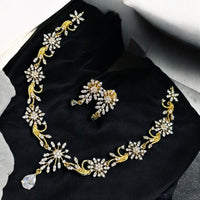 Sona Covering Gold Plated American Daimonds Necklace Set