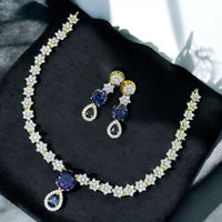 Sona Covering Gold Plated American Daimonds Necklace Set 