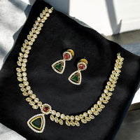Sona Covering Gold Plated Austrian Stone Necklace Set