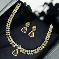 Sona Covering Gold Plated Austrian Stone Necklace Set