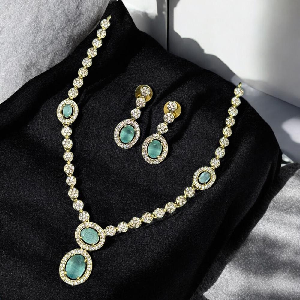 Sona Covering Gold Plated Austrain And Crystal Stone Necklace Set