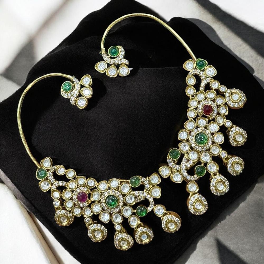 Sona Covering Kundan Stone Earcuff Dangler Earrings