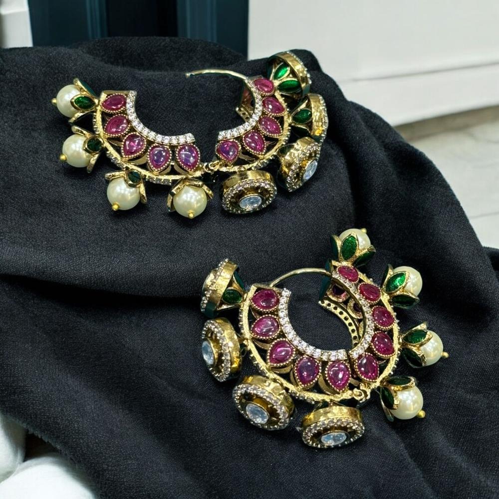Sona Covering Austrian Stone And Polki Kundan Meenakari Dangler Earrings