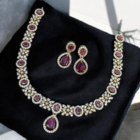 Sona Covering Austrian Stone And Pota Necklace Set